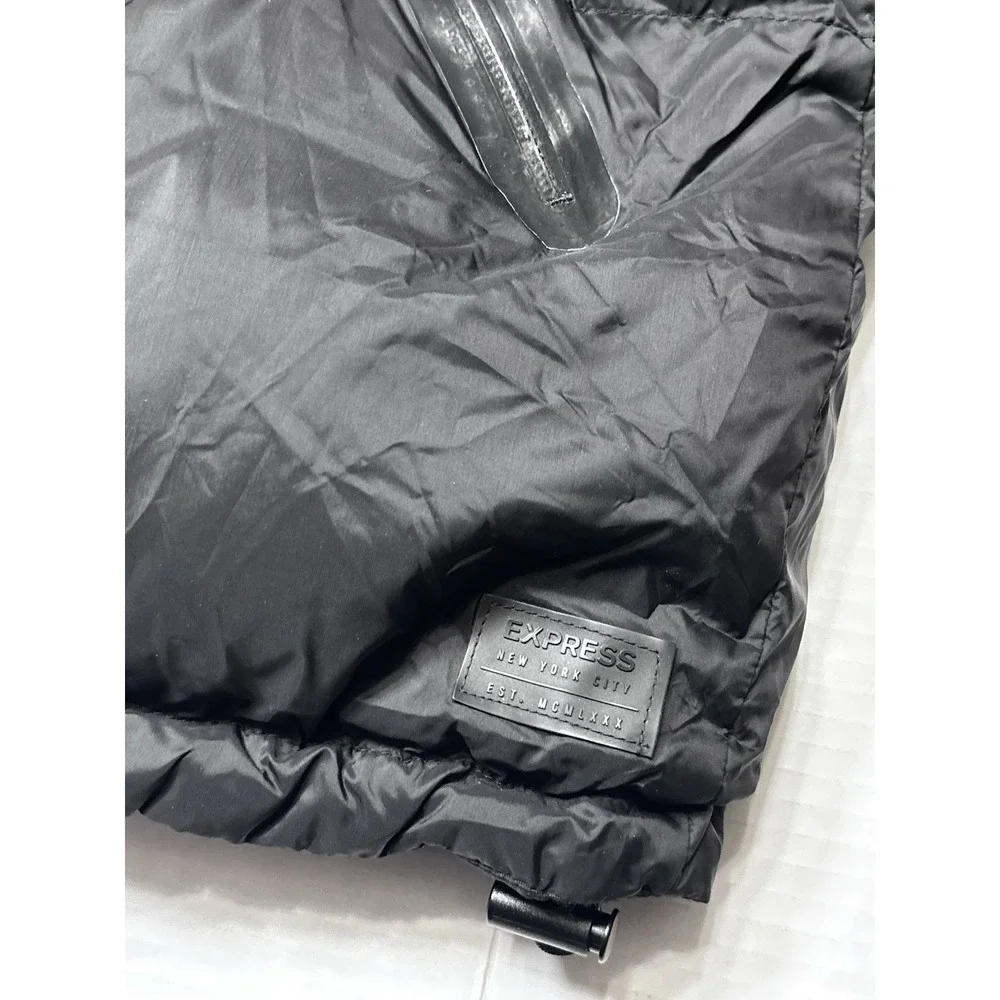 Y2K Express Black Puffer Jacket Insulated Nylon Winter‎ Coat Mens M L Womens XL